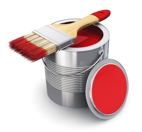 Can With Red Paint And Paintbrush Stock Illustration Illustration Of