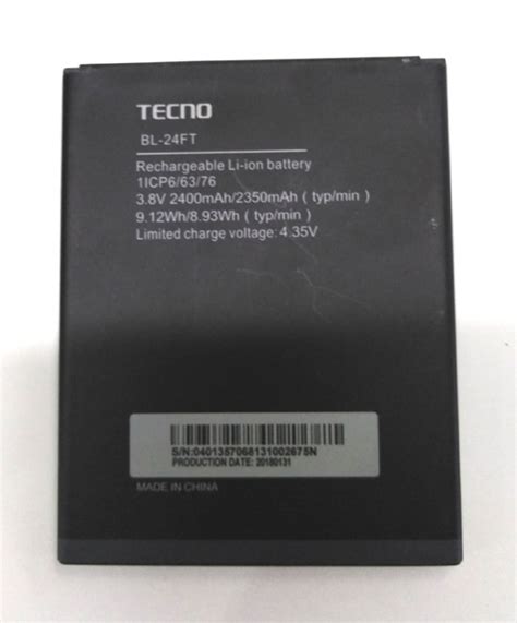 Batería de teléfono original para TECNO BL 24FT 3 8 V 2400mAh 100