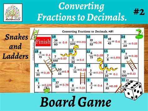 Converting Fractions To Decimals 2 Snakes And Ladders Dice Game