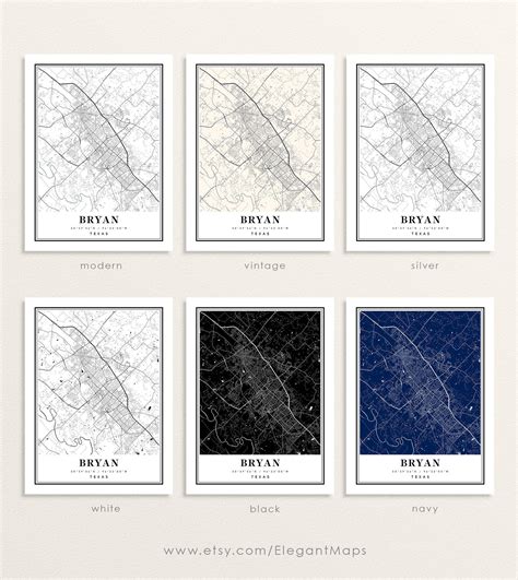 Bryan Texas Map Bryan TX Map Bryan City Map Bryan Print | Etsy