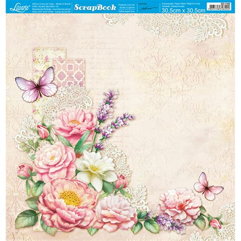 Papel Para Scrapbook Dupla Face Arranjo De Flores Litoarte