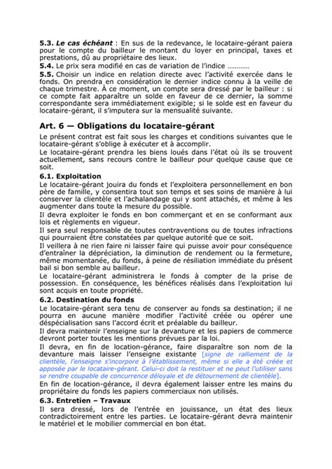 Contrat de location gérance de fonds de commerce DOC PDF page 3 sur 9