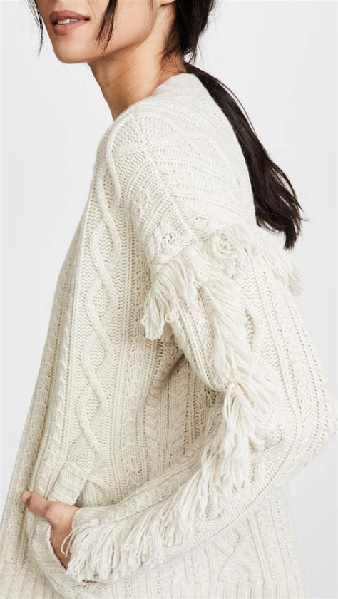 Lyst Madewell Cable Knit Fringe Cardigan Sweater