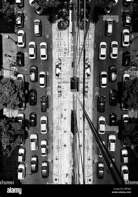 Aerial View Of Traffic On Road In City Stock Photo - Alamy