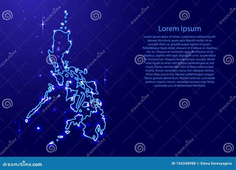 Map Philippines From The Contours Network Blue Luminous Space S Stock