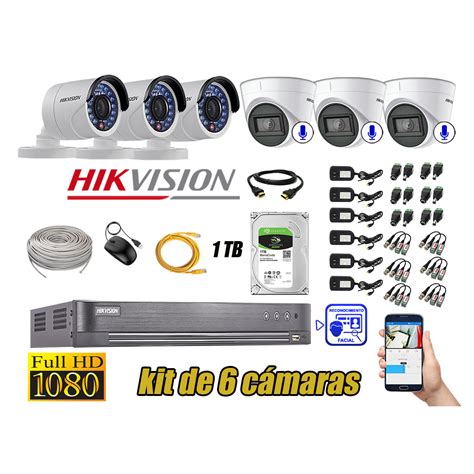 Ripley HIKVISION CÁMARAS DE SEGURIDAD KIT 6 FULL HD 3 CAMARA