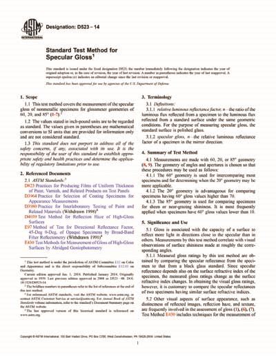 ASTM D523 14 Standard Test Method For Specular Gloss