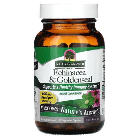 Natures Answer Echinacea And Goldenseal 60 Vegetarian Capsules