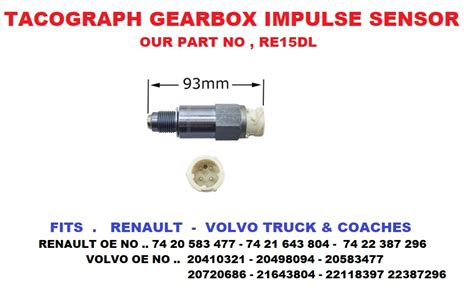 Renault Tacho Gearbox Impulse Sensor Our Part Number Re Dl Trucks