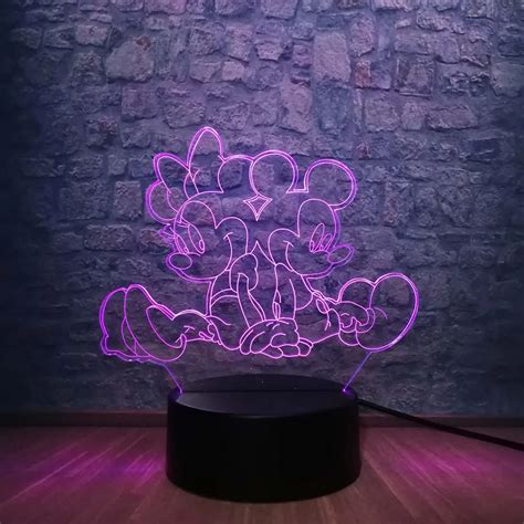 3d Lamp Cartoon Mickey Mouse Minnie Friends Led Night Light 7 Color