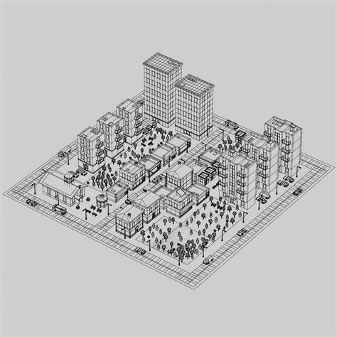 D Model Low Poly City Assets Vr Ar Low Poly Cgtrader