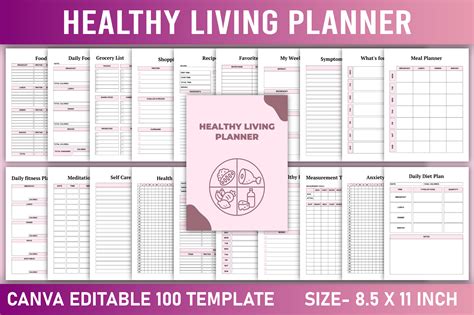 Editable Healthy Living Planner Canva Graphic By Kdp Gallery Creative