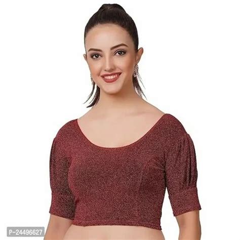 Readymade Shining Lycra Stretchable Round Neck Half Sleeve Blouses