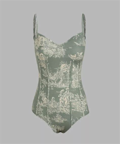 Toile De Jouy Bodysuit Cider Print Bodysuit Fashion Bodysuit