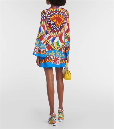 Carretto Silk Blend Minidress In Multicoloured Dolce Gabbana Mytheresa