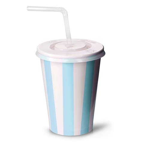 Blue Striped Milkshake Paper Cups Set 12oz 340ml Drinkstuff