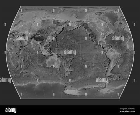 Distribution Of Known Volcanoes On The World Grayscale Elevation Map In