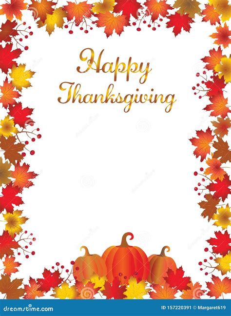 Thanksgiving Autumn Fall Leaves Border Stock Photo