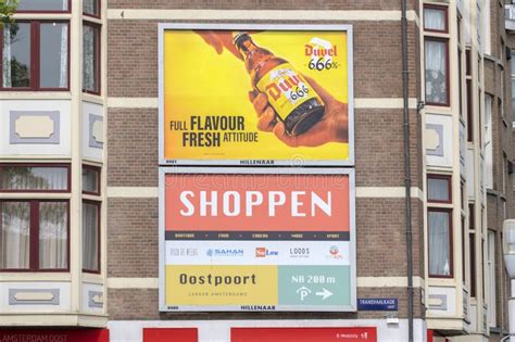 Billboard Duvel Beer And Oostpoort Shopping Center At Amsterdam The