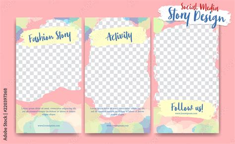 Editable social media ig story frame template. cute soft pastel ...