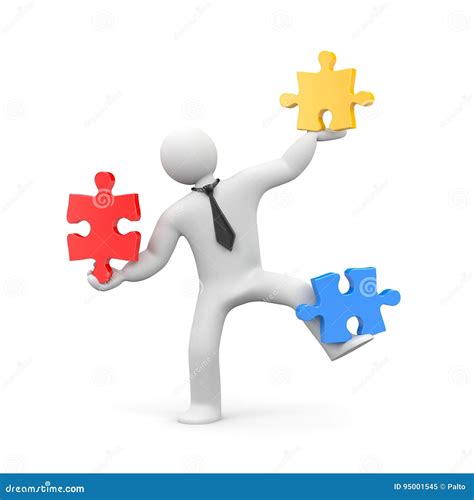 Business Man Assembling Jigsaw Puzzle Stock Illustration Illustration