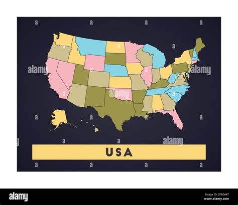 USA map. Country poster with regions. Shape of USA with country name ...