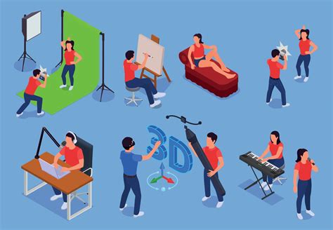 Art Creative Professions Isometric Set 12696849 Vector Art At Vecteezy