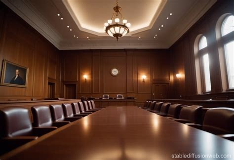 Judges Desk In Vacant Courtroom Stable Diffusion Online