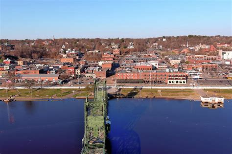 Drone Aerial Pictures Over Stillwater Minnesota Downtown Spring