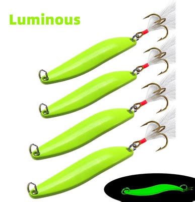 Pcs Glow Jig Fishing Lure Spinnerbait Artificial Spoon Trolling Hard