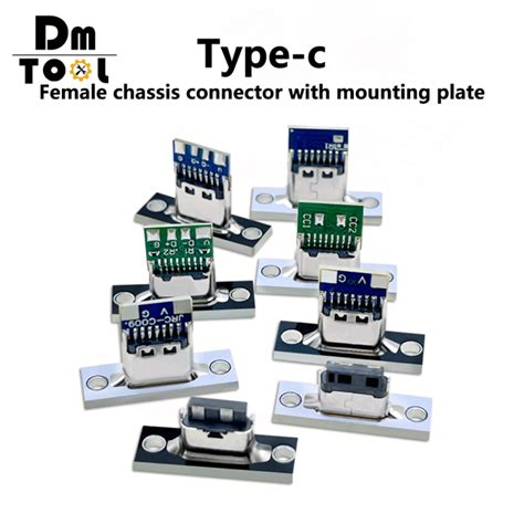Dm 6พิน Usb C ตัวเมียแจ็คตัวต่อยึดแผง Type C ชาร์จพอร์ตซ็อกเก็ตชนิดลวด