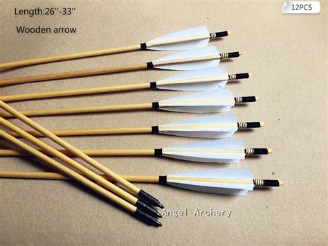 New 12pcs Handmade Wooden Arrows Cedar Wood Shafts Arrows 4 Feathers