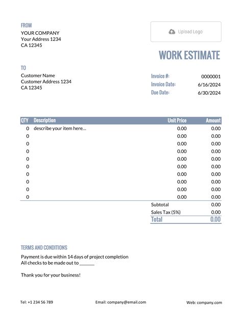 Free Excel Estimate Template Docelf