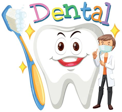 Dentist And Clean Tooth Happy Object Medical Vector Happy Object