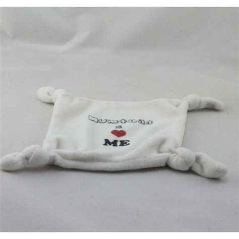 Doudou plat carré blanc Mum Dad