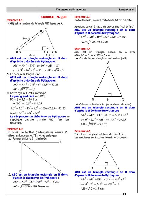 Pythagore Corrigés de problèmes AlloSchool