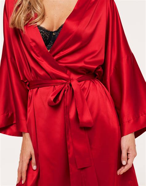 Izabella Dark Red Kimono Robe Xs Xl Adore Me