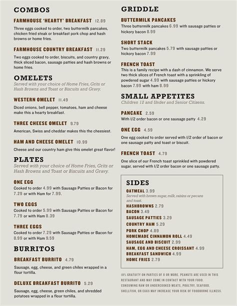 Menu – The Farmhouse Restaurant