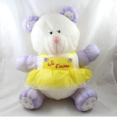 Peluche Ours Bikin Puffalump Toile De Parachute Robe Je T Aime Jaun