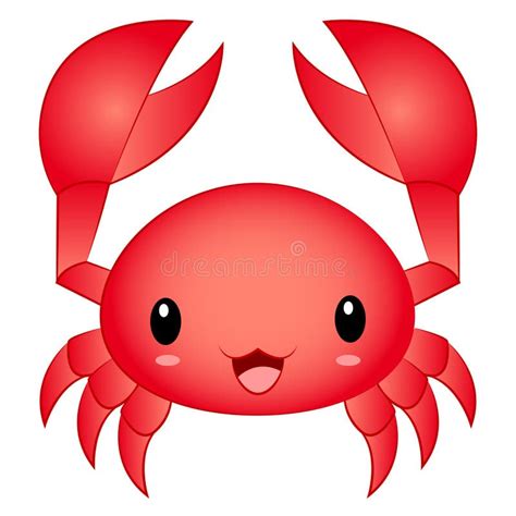 Vector Illustration Cartoon Cute Kawaii Chibi Crab Stock Vector