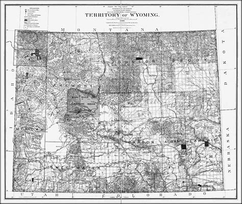 Antique Map Territory Of Wyoming 1888 Black And White Photograph By