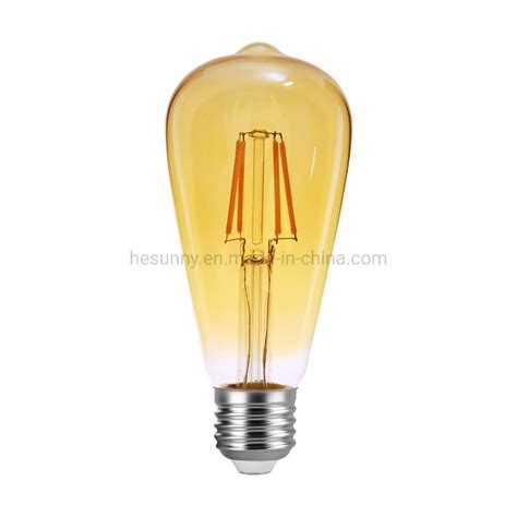 St64 Edison Led Filament Bulbs E27 Amber Glass 4w 2200k 2400k Vintage Led Bulb Light China Led