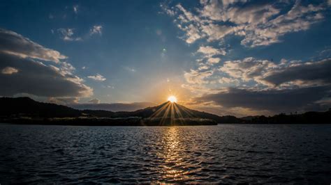 Wallpaper Sunlight Forest Fall Mountains Sunset Sea Bay Lake