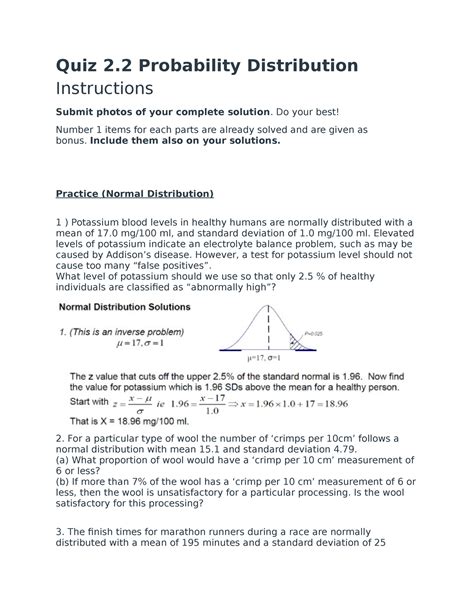 Quiz Probability Distribution Quiz Probability Distribution