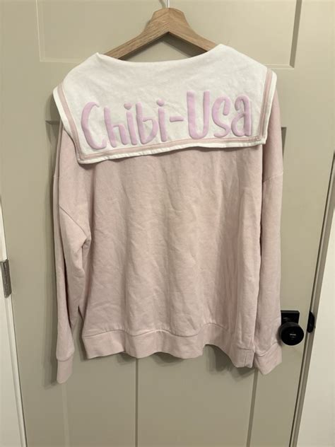 Hot Topic Sailor Moon Chibi USA Sailor Collar Cosplay Kawaii Pink Sweater XL EBay