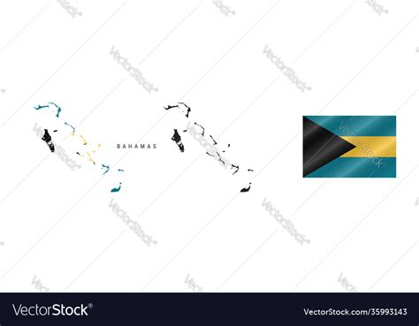 Bahamas Detailed Flag Map Detailed Silhouette Vector Image