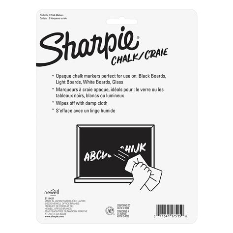 Sharpie Wet Erase Chalk Markers Assorted Standard Colours Medium 5