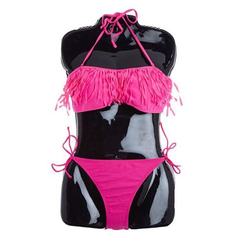 Pc FUCHSIA Pink Fringed Bikini Jr Size Large Junior Bikinis Bikinis Bikini Swimwear