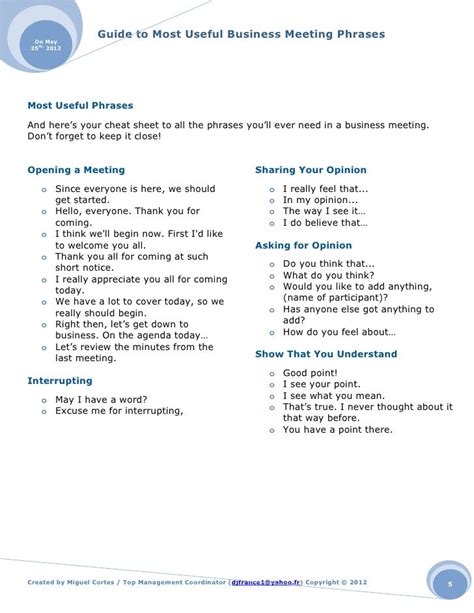 Guide To Most Useful Business Meeting Phrases