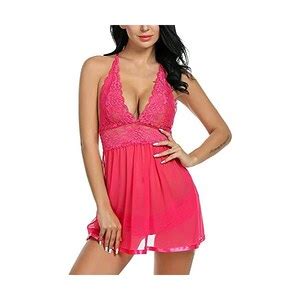 SEDEX Sexy Lingerie Hard Transparent Chemise Donna Esotico Pizzo E Mesh Babydoll Set Con Scollo